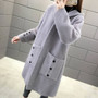 Women 2020 Autumn Winter Loose Casual Hooded Imitation Mink Cashmere Knit Long Cardigan Sweater Female Thicken Warm Sweater G548