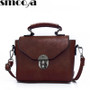 SMOOZA Vintage Leather Female Top-handle Bags  Small Women Handbag Casual Shoulder Bag  Lady High Quality Flap Bag