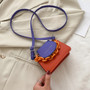 Youth Ladies Simple Versatile Bag Women Mini Crossbody Bag Acrylic Chain Lady Hit Color PU Leather Shoulder Pouch