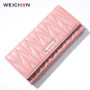 WEICHEN Brand Designer Trifold Women Wallet Phone Pocket Thread Female Clutch Wallets Many Department Ladies Long Card Purse NEW