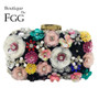 Boutique De FGG Socialite Women Flower Evening Bags Wedding Party Bridal Beaded Purse Crystal Clutch Handbag Bolso Fiesta Mujer