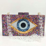 Boutique De FGG Evil Eye Glitter Women Black Acrylic Box Clutch Evening Handbags Party Shoulder Bag Cocktail Crossbody Bags