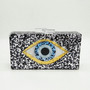 Boutique De FGG Evil Eye Glitter Women Black Acrylic Box Clutch Evening Handbags Party Shoulder Bag Cocktail Crossbody Bags