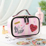 FUDEAM Leather Love Heart Portable Women Cosmetic Bag Multifunction Travel Storage Organize Portable Handbag Zipper Makeup Case