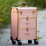 Dresser Suitcase ,Aluminum frame+PVC Cosmetic Case, Wheels Makeup tool Box ,beauty Rolling Luggage Bag, Make-up Trolley