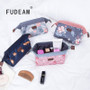 FUDEAM Flamingo Flower Waterproof Travel Women Storage Bag Toiletries Organize Cosmetic Bag Portable Storage MakeUp Bag Wash Bag