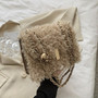 Elegant Female Square Crossbody bag 2020 Winter New Quality Soft Plush Women's Designer Handbag Chain Shoulder Messenger Bag