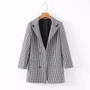 Vintage Plaid Black Blazers Women Double Breasted Notched Office Ladies Suits Female Elegant High Quality Cotton Coats for Lady