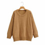 Vintage Women's Plus Size Sweaters for Winter Knitted Warm Soft Loose Long Sleeve O-Neck Ladies Pullovers Coat Brown