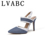 Women's Sandals Summer Spring Super High Heel Pointed Toe 2019 Fashion New Sexy Denim Party Wedding Casual Office Black Blue 39