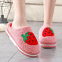 Women Fluffy Slippers High Heels Winter Warm Fur Shoes Cute Strawberry Soft Sole Home Indoor Ladies Girls Plush Slides Zapatilla