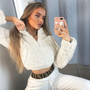 Cryptographic Hairy Solid Sweatshirt For Women Zipper Long Sleeve Pullovers Crop Top 2020 Autumn Winter Casual Sweatshirt Slim