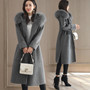 Office Lady Zippers Women Long Wool Blend Coat Turn-down Collar Cashmere Jacket Pockets Solid Ladies Coats