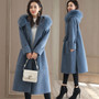 Office Lady Zippers Women Long Wool Blend Coat Turn-down Collar Cashmere Jacket Pockets Solid Ladies Coats