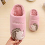 Women Fluffy Slippers Soft Plush Home Cotton Fur Slides Cartoon Hedgehog Winter Warm Shoes Men Lover Couple House Floor Footwear
