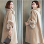 Autumn Luxury fake Fox Fur Collar Women Jacket Real Wool Fur Coats Long Warm Sheep Shearling Winter Coat Jacket