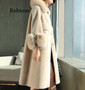 Autumn Luxury fake Fox Fur Collar Women Jacket Real Wool Fur Coats Long Warm Sheep Shearling Winter Coat Jacket