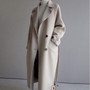 Winter Beige Elegant Wool Coat Women Korean Fashion Black Long Coats Basic Minimalist Woolen Overcoat Warmness Oversize Outwear