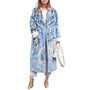 Trench Coat For Women Winter Coats Vintage Elegant Print Female Long Coat Casual Loose Wide-waisted Overcoat Plus Size Outerwear