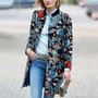 2020 Autumn Overcoat Floral Printing Long Sleeve Trench Coat Women Basic Outerwear inter Casual Long Sleeve Streetwear Coats