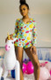 Women Funny Printed Nightwear Long Sleeve Jumpsuit Deep V Neck One Piece Sleepwear Pajamas Rompers  Grilfriends  Party Clothes