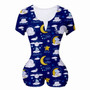 Summer lingerie Women Sexy V-Neck Short Sleeve Bodysuit Casual Printed Sleepwear Jumpsuit Leotard