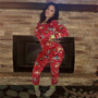 Stylish Red Christmas Romper for Women - Sexy Long Sleeve Bodycon Jumpsuit Perfect for Autumn Holidays 2023