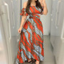 Women Elegant Off Shoulder Long Party Dress 2020 Autumn Vintage Chain Print Maxi Dresses Lady 4XL Sexy Short Sleeves Beach Dress