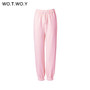 WOTWOY Fleece 2 Piece Set Women Pants and Top 2020 Ensemble Stacked Sweatpants Tracksuit Women Crop Tops Women Sportwear Joggers