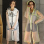 Geekinstyle New Fashion Women's Transparent Eva Plastic Girls Raincoat Travel Waterproof Rainwear Adult Poncho Outdoor Rain Coat