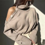 New 2020 Spring Elegant Women Sweaters Sexy Strapless Turtleneck Loose Knitted Pullovers Female Casual Solid Tops Outwear