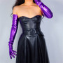 LATEX LONG GLOVES Faux Shine Patent Leather 35" 90cm Shine Purple Loose Fit Women Leather Gloves WPU238