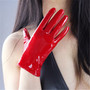 21cm Patent Leather Gloves Short Section Emulation Leather Mirror Bright Wine Red Dark Red Purple Red Touchscreen Female WPU90