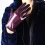 21cm Patent Leather Gloves Short Section Emulation Leather Mirror Bright Wine Red Dark Red Purple Red Touchscreen Female WPU90