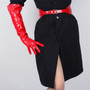 50cm Patent Leather Long Gloves Big Sleeve Lantern Sleeve Emulation Leather Bright Leather Bright Rose Red Female WPU12-50W