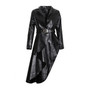 DEAT 2020 new turn-down collar full sleeves asymmetrical bottoms PU leather waist belts female trench autumn coat WJ86104L