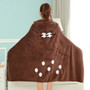 Wearable Cartoon Fur Blanket with Hooded Totoro Cute Bed Blanket Coral Velvet Warm Throw Blanket In Winter Japanese