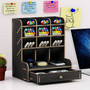 Wooden Pen holder Fashion Desktop Multifunctional Receiving Box  with drawer Office Pen Pencil Organizer Desk Organizer Storage