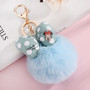 Bowknot Rabbit Fur Ball Pompom For Car Keychain Bag Key Chains Jewelry Women Car Bag Key Ring Llaveros Chaveiros