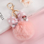 Bowknot Rabbit Fur Ball Pompom For Car Keychain Bag Key Chains Jewelry Women Car Bag Key Ring Llaveros Chaveiros