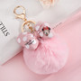 Bowknot Rabbit Fur Ball Pompom For Car Keychain Bag Key Chains Jewelry Women Car Bag Key Ring Llaveros Chaveiros