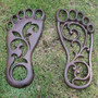Vintage Hollow Foot Shaped Cast Iron Outdoor Garden Courtyyard Decor Grass Lawn Protect Walk on Floor Mat Pad Home Outdoor Decor