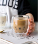 Creative Cute Bear Double-layer Coffee Mug Double Glass Cup Carton Animal Milk Glass Lady Cute Gift Christmas gift