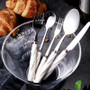 Ceramic Stainless Steel Household Tableware Set Steak Salad Cutlery Set Ice Cream Spoon Simple Dinner Set for Kitchen Dishes