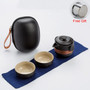 New Chinese Black Pottery Portable Travel Tea Set 1 Pot 2 Cups Outdoor Home Office Ceramic Tea Set With Storage Bag Teaware Set