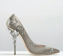 Elegant Silk Women Pumps Leaves Heel High Heels Rhinestone Flower Wedding Shoes Brand Design Pointed Toe shoes woman high heel
