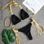 LOVE & LEMONADE Sexy Gold Band Women's Bikini with Rhinestone Jewelry LMSW26