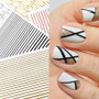 1 Pc Nail Strip Stickers Black Gold Rose Gold Silver Metal Strip Tape Nail Art Adhesive DIY Foil Tips Nail Sticker Decals