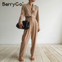 BerryGo Two-piece blazer  women suits Long sleeve double solid casual blazer pants sets Office ladies elegant pant suits 2020