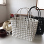 casual hollow out baskets bag designer pvc women handbags large capacity totes ladies summer beach purses travel rattan sac 2020